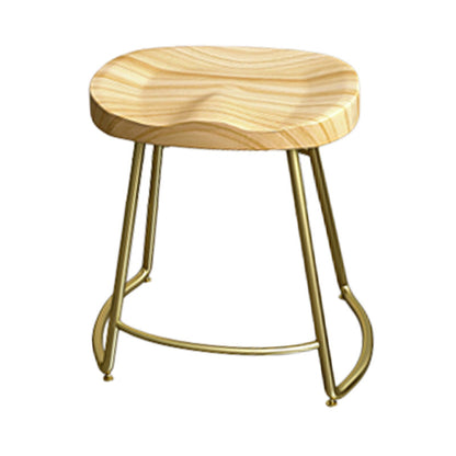 Glam Wood Counter Bar Stool Backless Saddle Seat Bar Stool with Iron Base 1 Piece Short Stool(18"H) Clearhalo 'Bar Furniture' 'Bar Stools' 'bar_stools' 'furn' 'furn_bar_stools' 'furniture_bar_stools' 'Kitchen & Dining Furniture' 'kitchen&dining_furn' 'kitchen' 'kitchen_furn' Furniture' 4576206