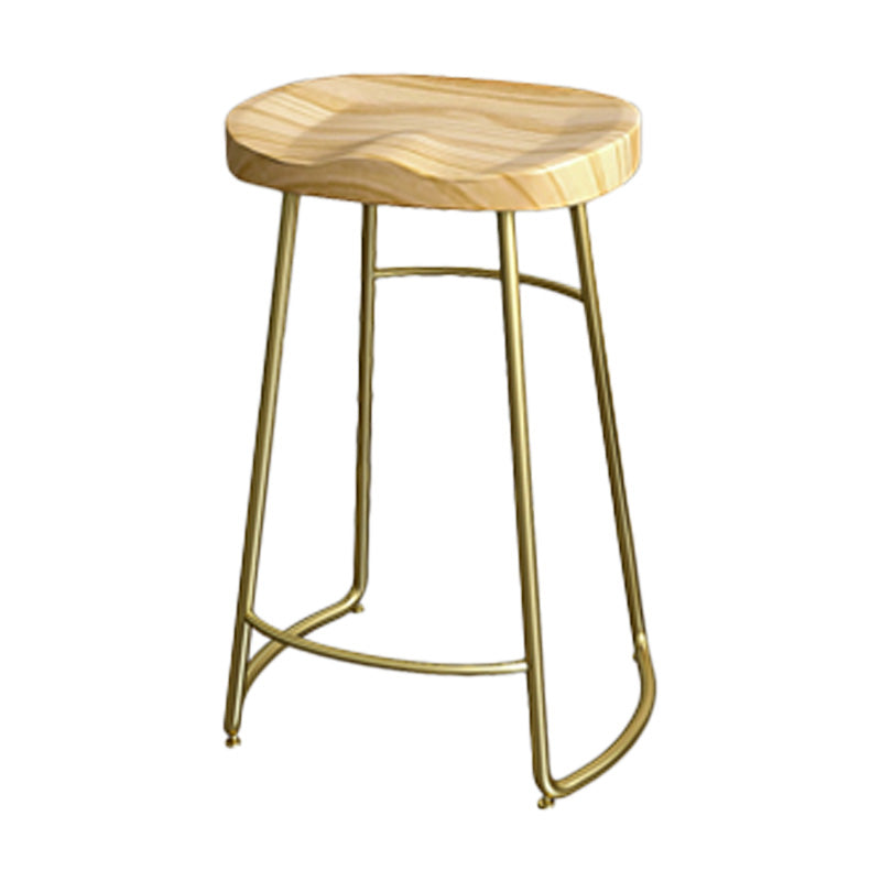 Glam Wood Counter Bar Stool Backless Saddle Seat Bar Stool with Iron Base 1 Piece Counter Stool(26"H) Clearhalo 'Bar Furniture' 'Bar Stools' 'bar_stools' 'furn' 'furn_bar_stools' 'furniture_bar_stools' 'Kitchen & Dining Furniture' 'kitchen&dining_furn' 'kitchen' 'kitchen_furn' Furniture' 4576207