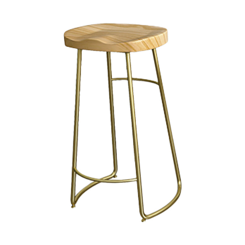 Glam Wood Counter Bar Stool Backless Saddle Seat Bar Stool with Iron Base 1 Piece Bar Stool(30"H) Clearhalo 'Bar Furniture' 'Bar Stools' 'bar_stools' 'furn' 'furn_bar_stools' 'furniture_bar_stools' 'Kitchen & Dining Furniture' 'kitchen&dining_furn' 'kitchen' 'kitchen_furn' Furniture' 4576209