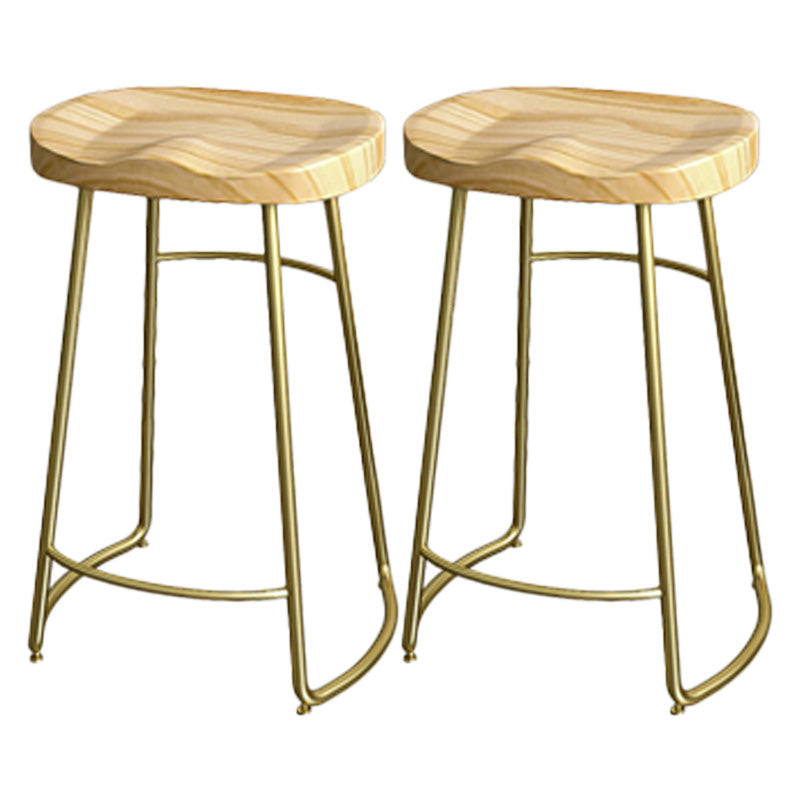 Glam Wood Counter Bar Stool Backless Saddle Seat Bar Stool with Iron Base 2 Piece Set Counter Stool(26"H) Clearhalo 'Bar Furniture' 'Bar Stools' 'bar_stools' 'furn' 'furn_bar_stools' 'furniture_bar_stools' 'Kitchen & Dining Furniture' 'kitchen&dining_furn' 'kitchen' 'kitchen_furn' Furniture' 4576213