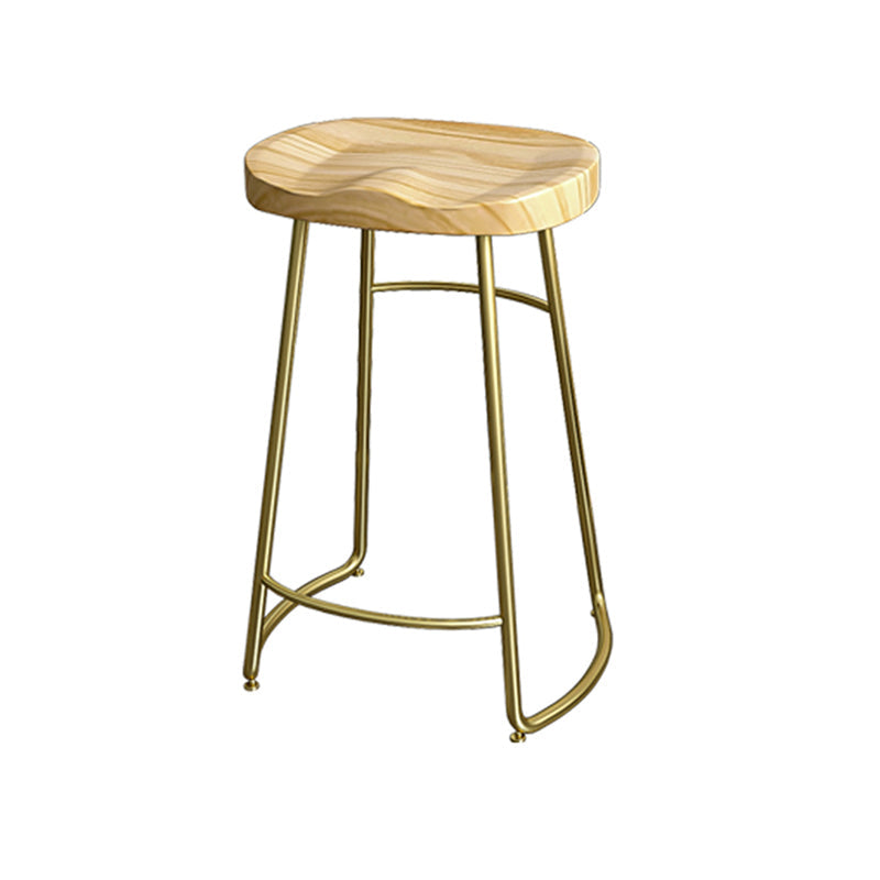 Glam Wood Counter Bar Stool Backless Saddle Seat Bar Stool with Iron Base Clearhalo 'Bar Furniture' 'Bar Stools' 'bar_stools' 'furn' 'furn_bar_stools' 'furniture_bar_stools' 'Kitchen & Dining Furniture' 'kitchen&dining_furn' 'kitchen' 'kitchen_furn' Furniture' 4576214