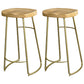 Glam Wood Counter Bar Stool Backless Saddle Seat Bar Stool with Iron Base 2 Piece Set Bar Stool(30"H) Clearhalo 'Bar Furniture' 'Bar Stools' 'bar_stools' 'furn' 'furn_bar_stools' 'furniture_bar_stools' 'Kitchen & Dining Furniture' 'kitchen&dining_furn' 'kitchen' 'kitchen_furn' Furniture' 4576215