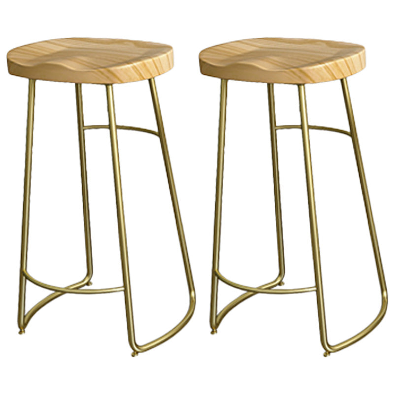 Glam Wood Counter Bar Stool Backless Saddle Seat Bar Stool with Iron Base 2 Piece Set Bar Stool(30"H) Clearhalo 'Bar Furniture' 'Bar Stools' 'bar_stools' 'furn' 'furn_bar_stools' 'furniture_bar_stools' 'Kitchen & Dining Furniture' 'kitchen&dining_furn' 'kitchen' 'kitchen_furn' Furniture' 4576215