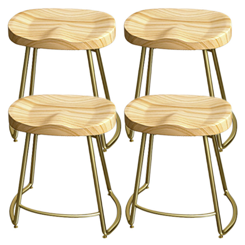 Glam Wood Counter Bar Stool Backless Saddle Seat Bar Stool with Iron Base 4 Piece Set Short Stool(18"H) Clearhalo 'Bar Furniture' 'Bar Stools' 'bar_stools' 'furn' 'furn_bar_stools' 'furniture_bar_stools' 'Kitchen & Dining Furniture' 'kitchen&dining_furn' 'kitchen' 'kitchen_furn' Furniture' 4576217