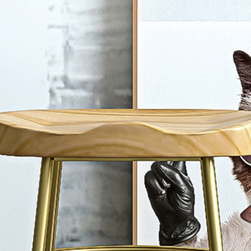 Glam Wood Counter Bar Stool Backless Saddle Seat Bar Stool with Iron Base Clearhalo 'Bar Furniture' 'Bar Stools' 'bar_stools' 'furn' 'furn_bar_stools' 'furniture_bar_stools' 'Kitchen & Dining Furniture' 'kitchen&dining_furn' 'kitchen' 'kitchen_furn' Furniture' 4576218