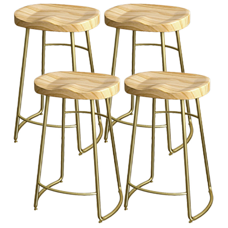 Glam Wood Counter Bar Stool Backless Saddle Seat Bar Stool with Iron Base 4 Piece Set Counter Stool(26"H) Clearhalo 'Bar Furniture' 'Bar Stools' 'bar_stools' 'furn' 'furn_bar_stools' 'furniture_bar_stools' 'Kitchen & Dining Furniture' 'kitchen&dining_furn' 'kitchen' 'kitchen_furn' Furniture' 4576220