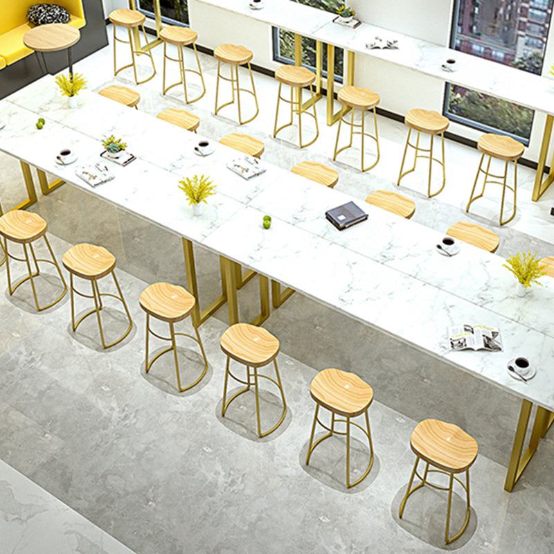 Glam Wood Counter Bar Stool Backless Saddle Seat Bar Stool with Iron Base Clearhalo 'Bar Furniture' 'Bar Stools' 'bar_stools' 'furn' 'furn_bar_stools' 'furniture_bar_stools' 'Kitchen & Dining Furniture' 'kitchen&dining_furn' 'kitchen' 'kitchen_furn' Furniture' 4576222