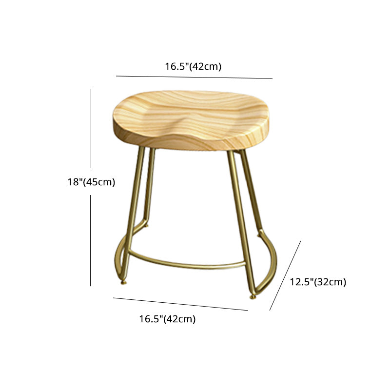 Glam Wood Counter Bar Stool Backless Saddle Seat Bar Stool with Iron Base Clearhalo 'Bar Furniture' 'Bar Stools' 'bar_stools' 'furn' 'furn_bar_stools' 'furniture_bar_stools' 'Kitchen & Dining Furniture' 'kitchen&dining_furn' 'kitchen' 'kitchen_furn' Furniture' 4576223