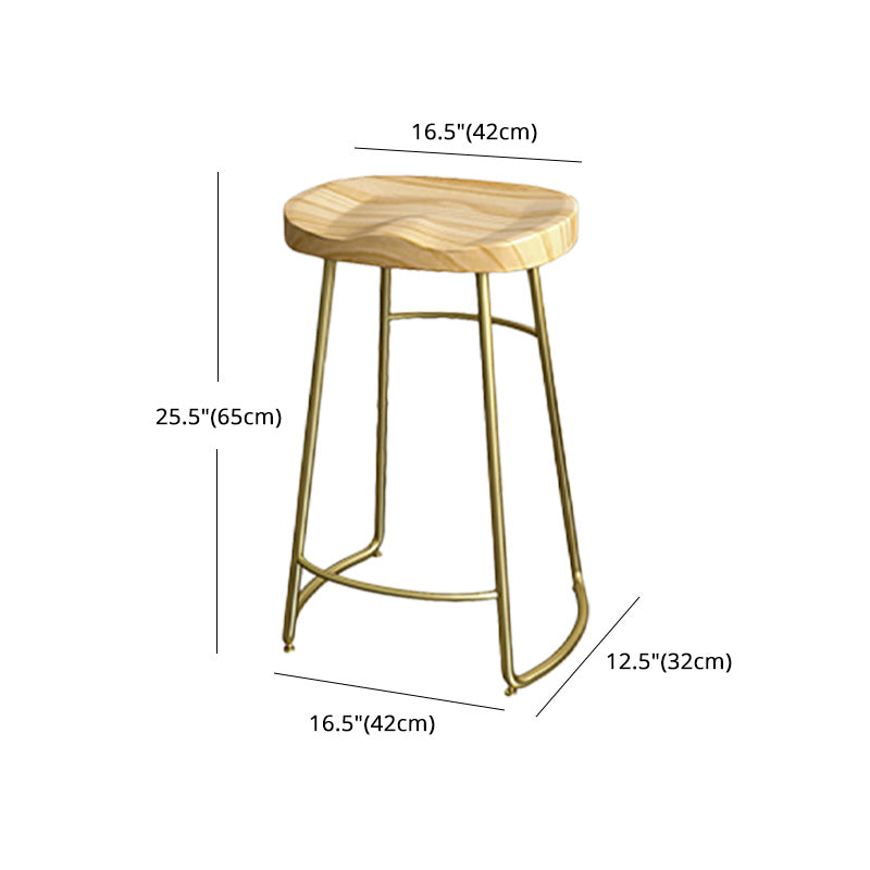 Glam Wood Counter Bar Stool Backless Saddle Seat Bar Stool with Iron Base Clearhalo 'Bar Furniture' 'Bar Stools' 'bar_stools' 'furn' 'furn_bar_stools' 'furniture_bar_stools' 'Kitchen & Dining Furniture' 'kitchen&dining_furn' 'kitchen' 'kitchen_furn' Furniture' 4576224