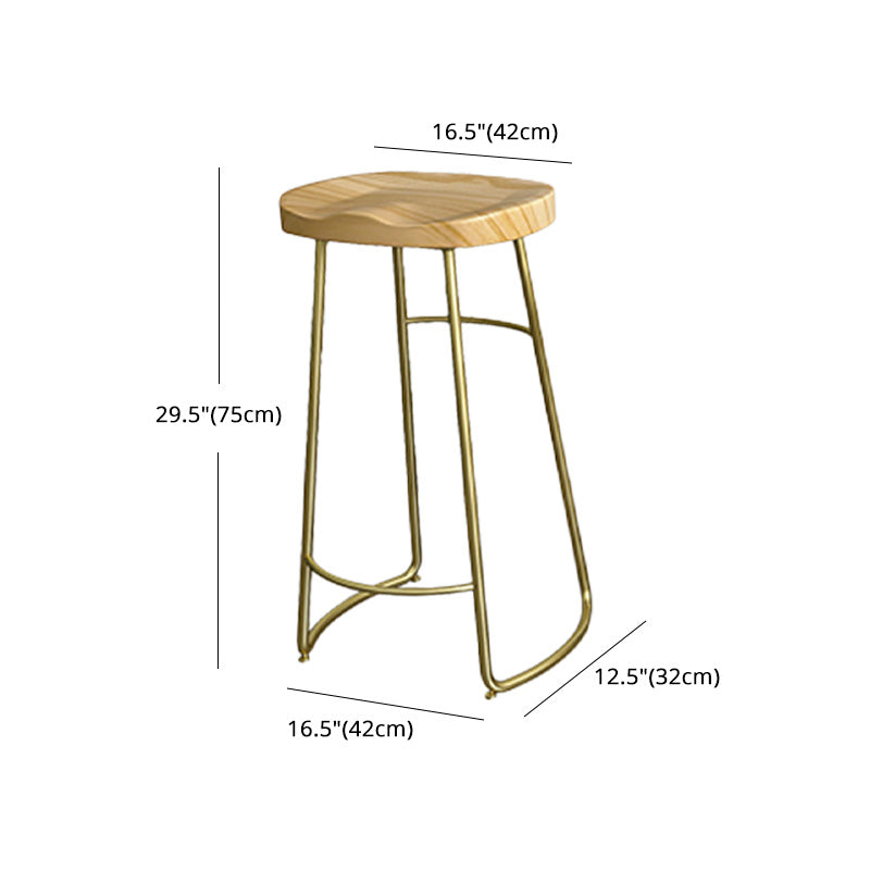 Glam Wood Counter Bar Stool Backless Saddle Seat Bar Stool with Iron Base Clearhalo 'Bar Furniture' 'Bar Stools' 'bar_stools' 'furn' 'furn_bar_stools' 'furniture_bar_stools' 'Kitchen & Dining Furniture' 'kitchen&dining_furn' 'kitchen' 'kitchen_furn' Furniture' 4576225