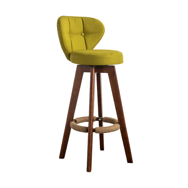 Scandinavia Style Bar-stool Wooden Legs Round Seat for Restaurant Bar Olive Green Brown 1 Piece Clearhalo 'Bar Furniture' 'Bar Stools' 'bar_stools' 'furn' 'furn_bar_stools' 'furniture_bar_stools' 'Kitchen & Dining Furniture' 'kitchen&dining_furn' 'kitchen' 'kitchen_furn' Furniture' 4576227