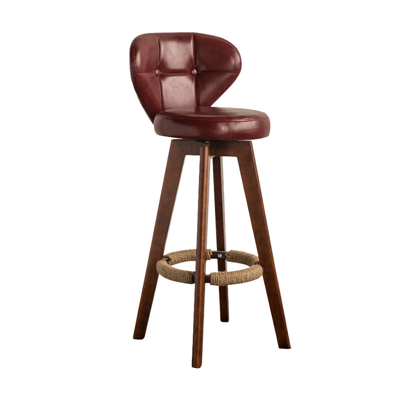 Scandinavia Style Bar-stool Wooden Legs Round Seat for Restaurant Bar Crimson Brown 1 Piece Clearhalo 'Bar Furniture' 'Bar Stools' 'bar_stools' 'furn' 'furn_bar_stools' 'furniture_bar_stools' 'Kitchen & Dining Furniture' 'kitchen&dining_furn' 'kitchen' 'kitchen_furn' Furniture' 4576228