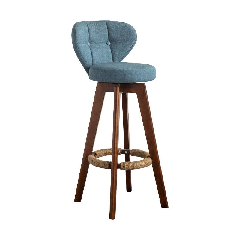 Scandinavia Style Bar-stool Wooden Legs Round Seat for Restaurant Bar Blue Brown 1 Piece Clearhalo 'Bar Furniture' 'Bar Stools' 'bar_stools' 'furn' 'furn_bar_stools' 'furniture_bar_stools' 'Kitchen & Dining Furniture' 'kitchen&dining_furn' 'kitchen' 'kitchen_furn' Furniture' 4576232