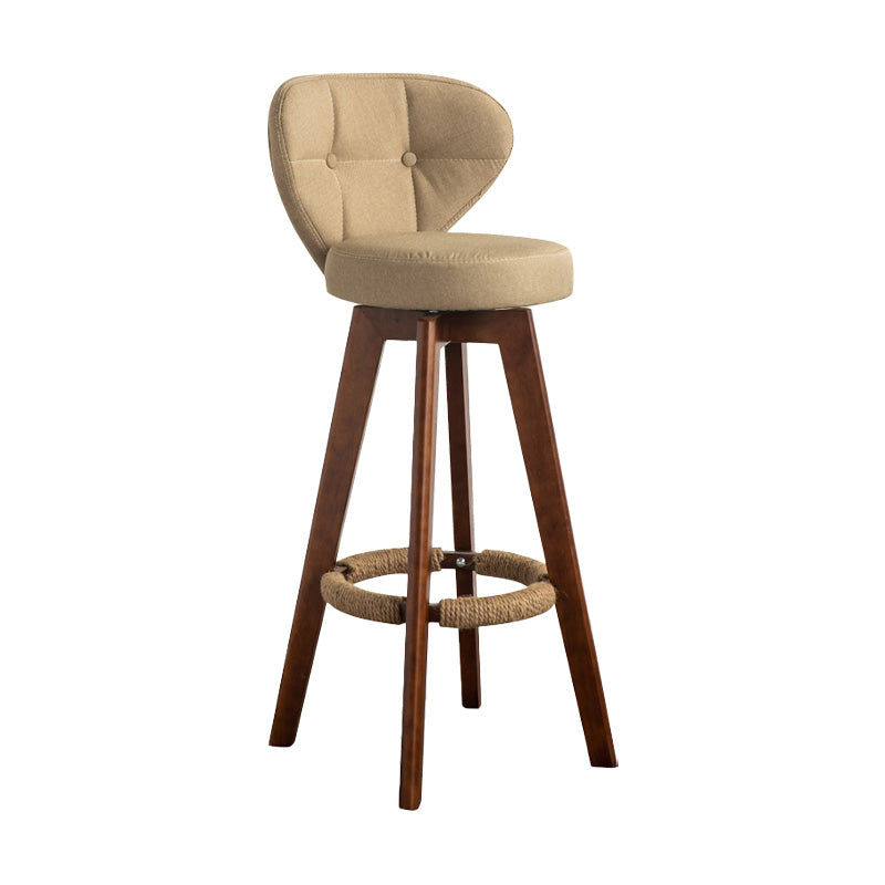 Scandinavia Style Bar-stool Wooden Legs Round Seat for Restaurant Bar Khaki Brown 1 Piece Clearhalo 'Bar Furniture' 'Bar Stools' 'bar_stools' 'furn' 'furn_bar_stools' 'furniture_bar_stools' 'Kitchen & Dining Furniture' 'kitchen&dining_furn' 'kitchen' 'kitchen_furn' Furniture' 4576235