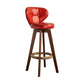 Scandinavia Style Bar-stool Wooden Legs Round Seat for Restaurant Bar Red Brown 1 Piece Clearhalo 'Bar Furniture' 'Bar Stools' 'bar_stools' 'furn' 'furn_bar_stools' 'furniture_bar_stools' 'Kitchen & Dining Furniture' 'kitchen&dining_furn' 'kitchen' 'kitchen_furn' Furniture' 4576236