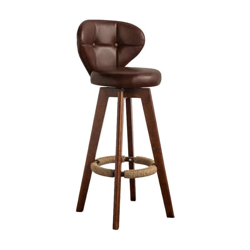 Scandinavia Style Bar-stool Wooden Legs Round Seat for Restaurant Bar Brown Brown 1 Piece Clearhalo 'Bar Furniture' 'Bar Stools' 'bar_stools' 'furn' 'furn_bar_stools' 'furniture_bar_stools' 'Kitchen & Dining Furniture' 'kitchen&dining_furn' 'kitchen' 'kitchen_furn' Furniture' 4576241