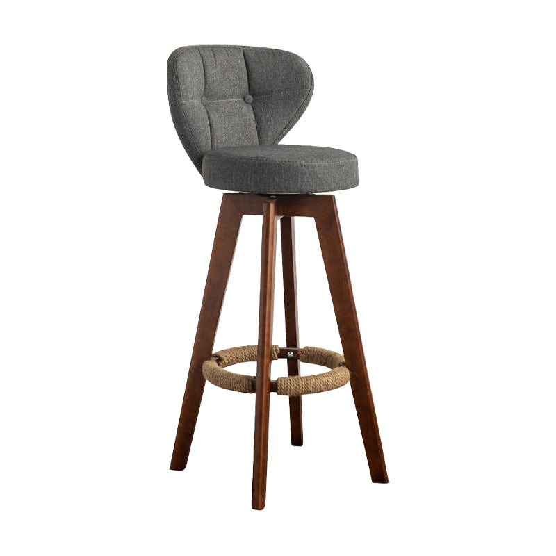 Scandinavia Style Bar-stool Wooden Legs Round Seat for Restaurant Bar Grey Brown 1 Piece Clearhalo 'Bar Furniture' 'Bar Stools' 'bar_stools' 'furn' 'furn_bar_stools' 'furniture_bar_stools' 'Kitchen & Dining Furniture' 'kitchen&dining_furn' 'kitchen' 'kitchen_furn' Furniture' 4576243