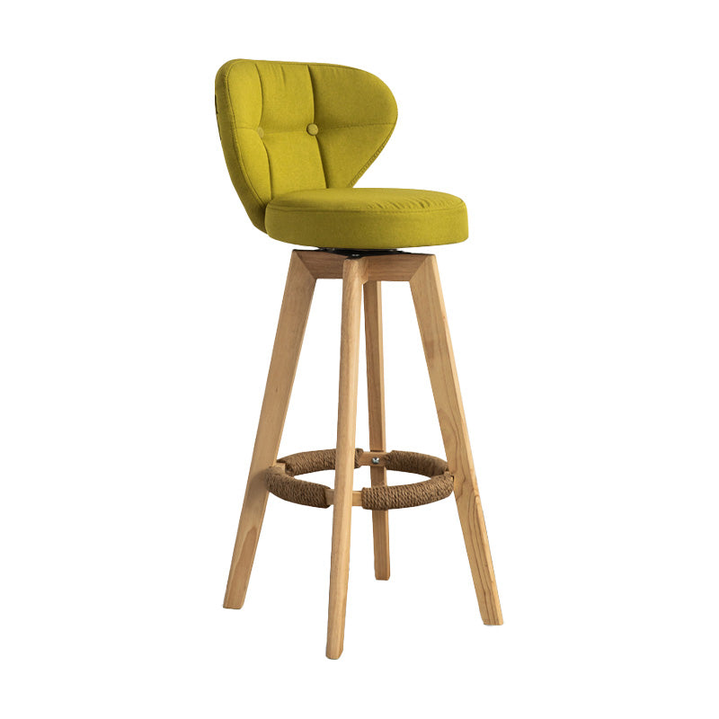 Scandinavia Style Bar-stool Wooden Legs Round Seat for Restaurant Bar Olive Green Natural 1 Piece Clearhalo 'Bar Furniture' 'Bar Stools' 'bar_stools' 'furn' 'furn_bar_stools' 'furniture_bar_stools' 'Kitchen & Dining Furniture' 'kitchen&dining_furn' 'kitchen' 'kitchen_furn' Furniture' 4576245