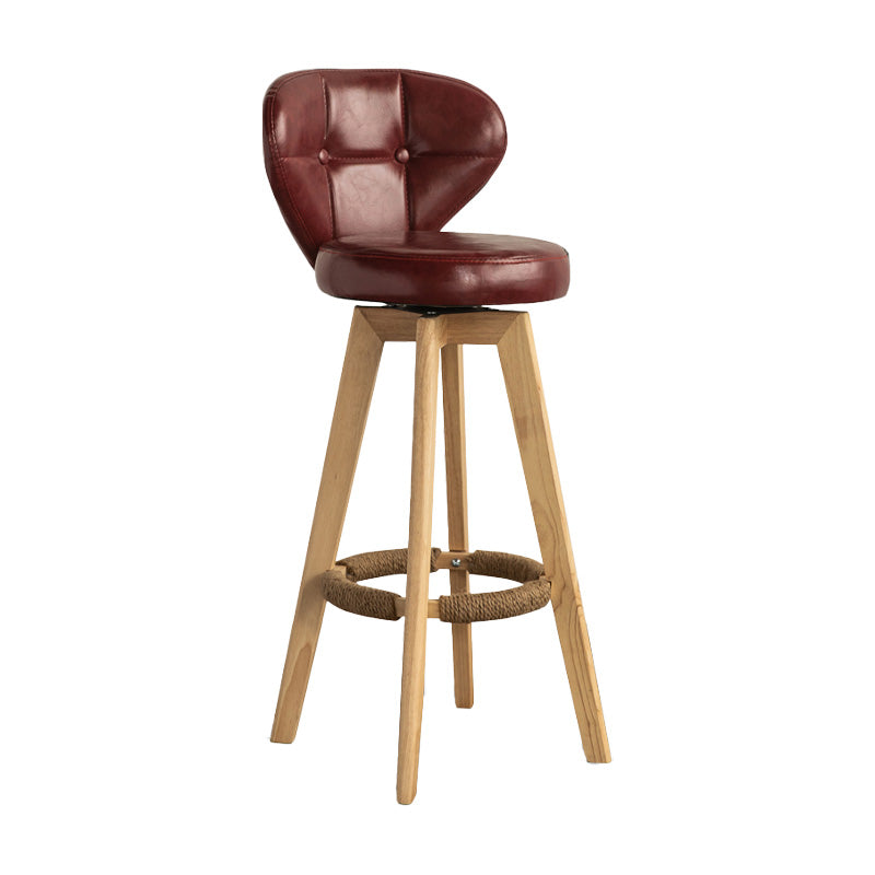 Scandinavia Style Bar-stool Wooden Legs Round Seat for Restaurant Bar Crimson Natural 1 Piece Clearhalo 'Bar Furniture' 'Bar Stools' 'bar_stools' 'furn' 'furn_bar_stools' 'furniture_bar_stools' 'Kitchen & Dining Furniture' 'kitchen&dining_furn' 'kitchen' 'kitchen_furn' Furniture' 4576246