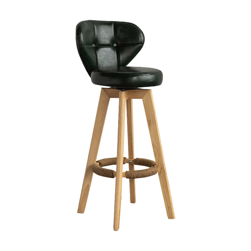 Scandinavia Style Bar-stool Wooden Legs Round Seat for Restaurant Bar Blackish Green Natural 1 Piece Clearhalo 'Bar Furniture' 'Bar Stools' 'bar_stools' 'furn' 'furn_bar_stools' 'furniture_bar_stools' 'Kitchen & Dining Furniture' 'kitchen&dining_furn' 'kitchen' 'kitchen_furn' Furniture' 4576247