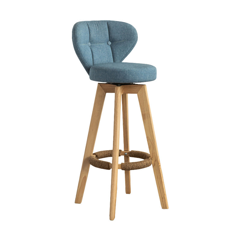 Scandinavia Style Bar-stool Wooden Legs Round Seat for Restaurant Bar Blue Natural 1 Piece Clearhalo 'Bar Furniture' 'Bar Stools' 'bar_stools' 'furn' 'furn_bar_stools' 'furniture_bar_stools' 'Kitchen & Dining Furniture' 'kitchen&dining_furn' 'kitchen' 'kitchen_furn' Furniture' 4576248