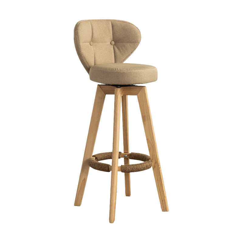 Scandinavia Style Bar-stool Wooden Legs Round Seat for Restaurant Bar Khaki Natural 1 Piece Clearhalo 'Bar Furniture' 'Bar Stools' 'bar_stools' 'furn' 'furn_bar_stools' 'furniture_bar_stools' 'Kitchen & Dining Furniture' 'kitchen&dining_furn' 'kitchen' 'kitchen_furn' Furniture' 4576249