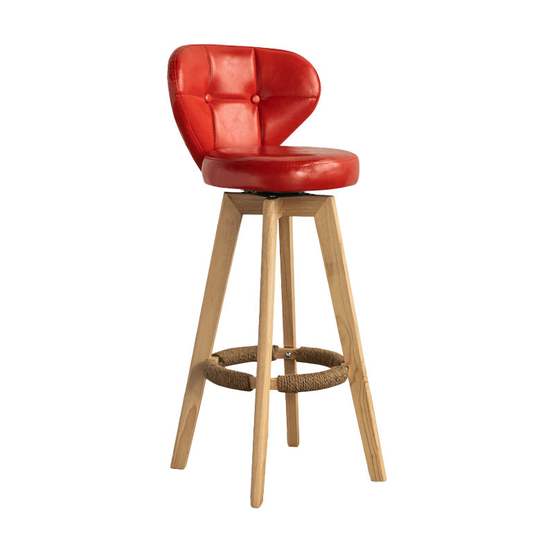 Scandinavia Style Bar-stool Wooden Legs Round Seat for Restaurant Bar Red Natural 1 Piece Clearhalo 'Bar Furniture' 'Bar Stools' 'bar_stools' 'furn' 'furn_bar_stools' 'furniture_bar_stools' 'Kitchen & Dining Furniture' 'kitchen&dining_furn' 'kitchen' 'kitchen_furn' Furniture' 4576250