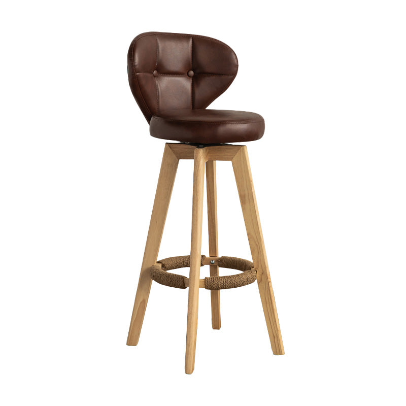 Scandinavia Style Bar-stool Wooden Legs Round Seat for Restaurant Bar Brown Natural 1 Piece Clearhalo 'Bar Furniture' 'Bar Stools' 'bar_stools' 'furn' 'furn_bar_stools' 'furniture_bar_stools' 'Kitchen & Dining Furniture' 'kitchen&dining_furn' 'kitchen' 'kitchen_furn' Furniture' 4576252
