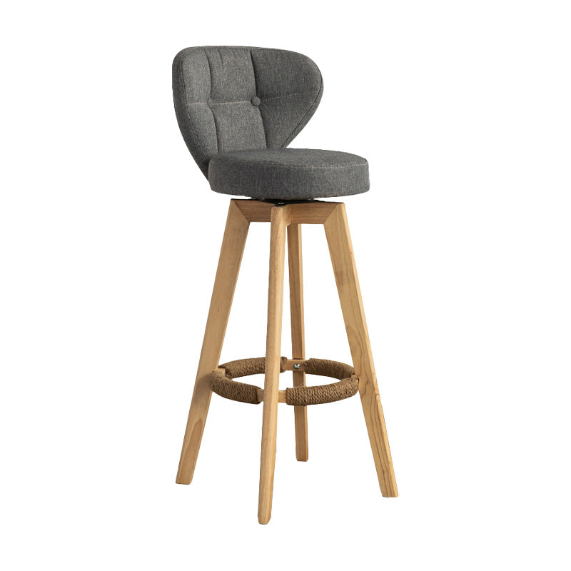 Scandinavia Style Bar-stool Wooden Legs Round Seat for Restaurant Bar Grey Natural 1 Piece Clearhalo 'Bar Furniture' 'Bar Stools' 'bar_stools' 'furn' 'furn_bar_stools' 'furniture_bar_stools' 'Kitchen & Dining Furniture' 'kitchen&dining_furn' 'kitchen' 'kitchen_furn' Furniture' 4576253