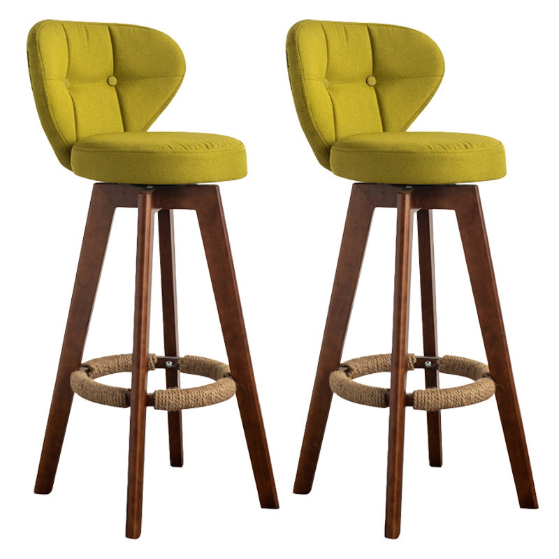 Scandinavia Style Bar-stool Wooden Legs Round Seat for Restaurant Bar Olive Green Brown 2 Piece Set Clearhalo 'Bar Furniture' 'Bar Stools' 'bar_stools' 'furn' 'furn_bar_stools' 'furniture_bar_stools' 'Kitchen & Dining Furniture' 'kitchen&dining_furn' 'kitchen' 'kitchen_furn' Furniture' 4576254