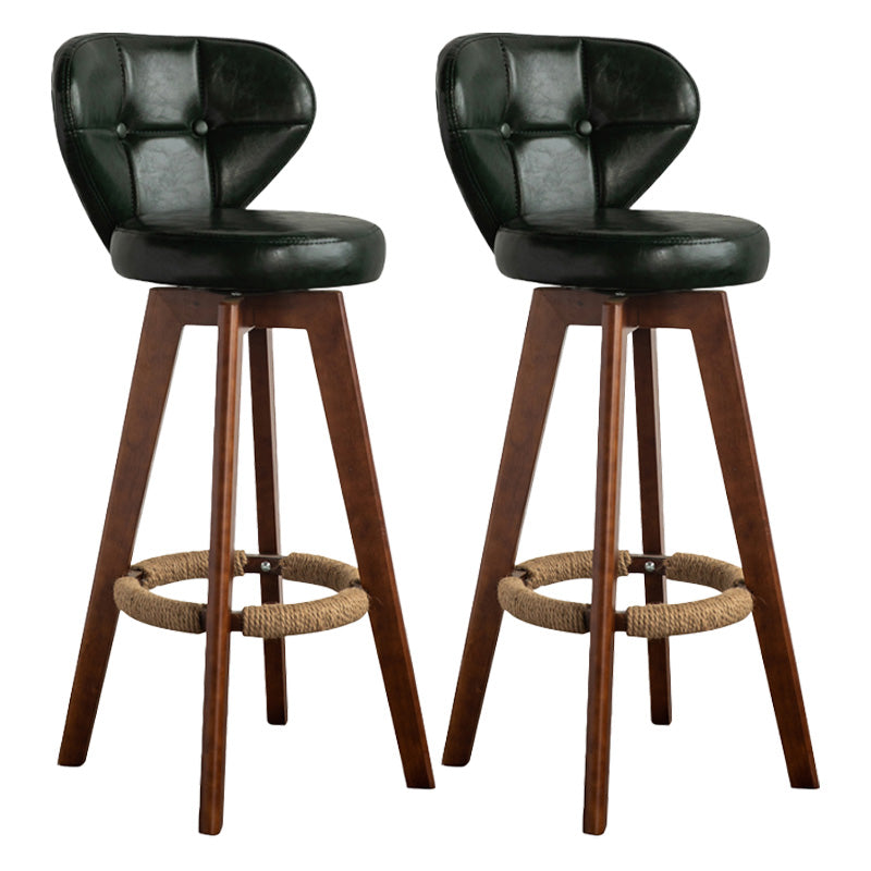 Scandinavia Style Bar-stool Wooden Legs Round Seat for Restaurant Bar Blackish Green Brown 2 Piece Set Clearhalo 'Bar Furniture' 'Bar Stools' 'bar_stools' 'furn' 'furn_bar_stools' 'furniture_bar_stools' 'Kitchen & Dining Furniture' 'kitchen&dining_furn' 'kitchen' 'kitchen_furn' Furniture' 4576256