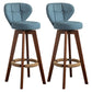 Scandinavia Style Bar-stool Wooden Legs Round Seat for Restaurant Bar Blue Brown 2 Piece Set Clearhalo 'Bar Furniture' 'Bar Stools' 'bar_stools' 'furn' 'furn_bar_stools' 'furniture_bar_stools' 'Kitchen & Dining Furniture' 'kitchen&dining_furn' 'kitchen' 'kitchen_furn' Furniture' 4576257