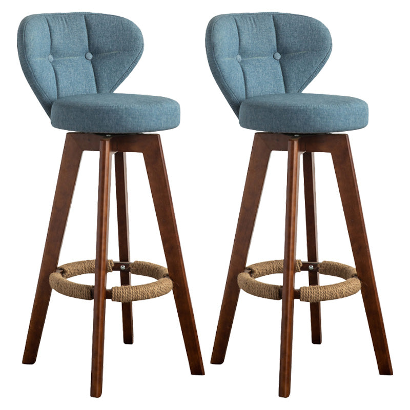 Scandinavia Style Bar-stool Wooden Legs Round Seat for Restaurant Bar Blue Brown 2 Piece Set Clearhalo 'Bar Furniture' 'Bar Stools' 'bar_stools' 'furn' 'furn_bar_stools' 'furniture_bar_stools' 'Kitchen & Dining Furniture' 'kitchen&dining_furn' 'kitchen' 'kitchen_furn' Furniture' 4576257