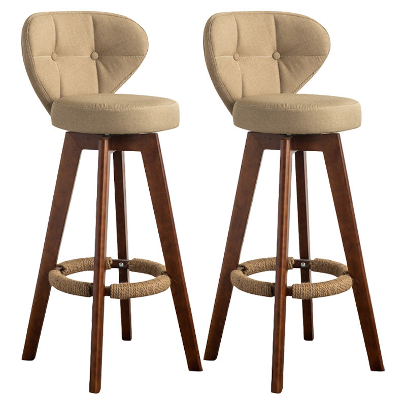 Scandinavia Style Bar-stool Wooden Legs Round Seat for Restaurant Bar Khaki Brown 2 Piece Set Clearhalo 'Bar Furniture' 'Bar Stools' 'bar_stools' 'furn' 'furn_bar_stools' 'furniture_bar_stools' 'Kitchen & Dining Furniture' 'kitchen&dining_furn' 'kitchen' 'kitchen_furn' Furniture' 4576258