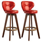 Scandinavia Style Bar-stool Wooden Legs Round Seat for Restaurant Bar Red Brown 2 Piece Set Clearhalo 'Bar Furniture' 'Bar Stools' 'bar_stools' 'furn' 'furn_bar_stools' 'furniture_bar_stools' 'Kitchen & Dining Furniture' 'kitchen&dining_furn' 'kitchen' 'kitchen_furn' Furniture' 4576259