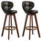 Scandinavia Style Bar-stool Wooden Legs Round Seat for Restaurant Bar Black Brown 2 Piece Set Clearhalo 'Bar Furniture' 'Bar Stools' 'bar_stools' 'furn' 'furn_bar_stools' 'furniture_bar_stools' 'Kitchen & Dining Furniture' 'kitchen&dining_furn' 'kitchen' 'kitchen_furn' Furniture' 4576260