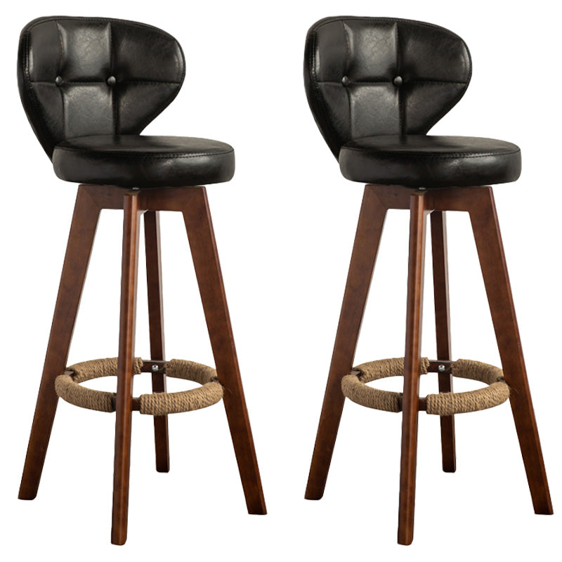 Scandinavia Style Bar-stool Wooden Legs Round Seat for Restaurant Bar Black Brown 2 Piece Set Clearhalo 'Bar Furniture' 'Bar Stools' 'bar_stools' 'furn' 'furn_bar_stools' 'furniture_bar_stools' 'Kitchen & Dining Furniture' 'kitchen&dining_furn' 'kitchen' 'kitchen_furn' Furniture' 4576260