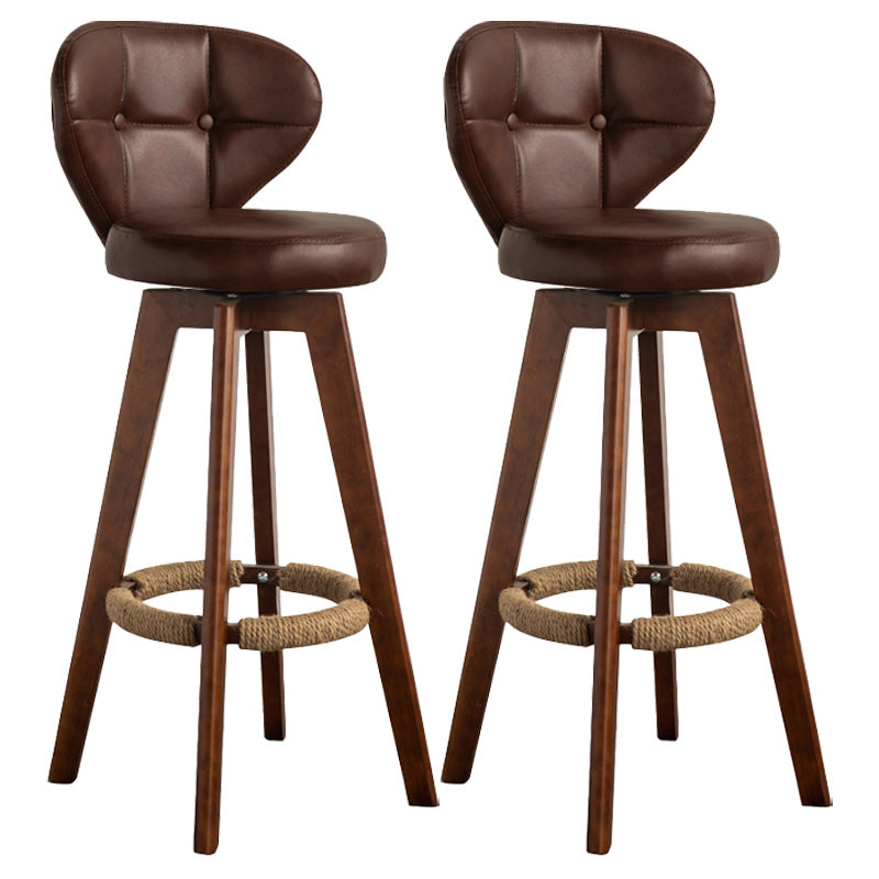Scandinavia Style Bar-stool Wooden Legs Round Seat for Restaurant Bar Brown Brown 2 Piece Set Clearhalo 'Bar Furniture' 'Bar Stools' 'bar_stools' 'furn' 'furn_bar_stools' 'furniture_bar_stools' 'Kitchen & Dining Furniture' 'kitchen&dining_furn' 'kitchen' 'kitchen_furn' Furniture' 4576261