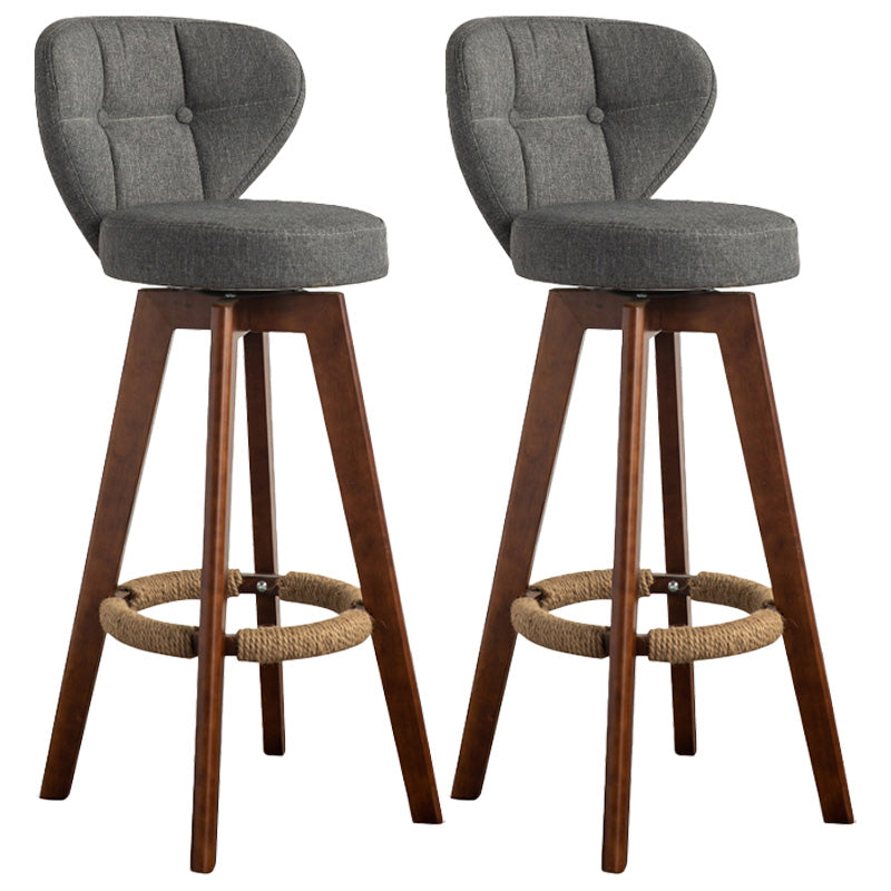 Scandinavia Style Bar-stool Wooden Legs Round Seat for Restaurant Bar Grey Brown 2 Piece Set Clearhalo 'Bar Furniture' 'Bar Stools' 'bar_stools' 'furn' 'furn_bar_stools' 'furniture_bar_stools' 'Kitchen & Dining Furniture' 'kitchen&dining_furn' 'kitchen' 'kitchen_furn' Furniture' 4576262