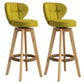 Scandinavia Style Bar-stool Wooden Legs Round Seat for Restaurant Bar Olive Green Natural 2 Piece Set Clearhalo 'Bar Furniture' 'Bar Stools' 'bar_stools' 'furn' 'furn_bar_stools' 'furniture_bar_stools' 'Kitchen & Dining Furniture' 'kitchen&dining_furn' 'kitchen' 'kitchen_furn' Furniture' 4576263