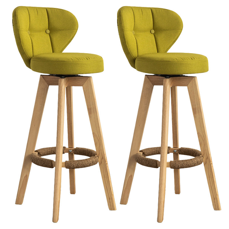 Scandinavia Style Bar-stool Wooden Legs Round Seat for Restaurant Bar Olive Green Natural 2 Piece Set Clearhalo 'Bar Furniture' 'Bar Stools' 'bar_stools' 'furn' 'furn_bar_stools' 'furniture_bar_stools' 'Kitchen & Dining Furniture' 'kitchen&dining_furn' 'kitchen' 'kitchen_furn' Furniture' 4576263
