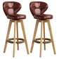Scandinavia Style Bar-stool Wooden Legs Round Seat for Restaurant Bar Crimson Natural 2 Piece Set Clearhalo 'Bar Furniture' 'Bar Stools' 'bar_stools' 'furn' 'furn_bar_stools' 'furniture_bar_stools' 'Kitchen & Dining Furniture' 'kitchen&dining_furn' 'kitchen' 'kitchen_furn' Furniture' 4576264