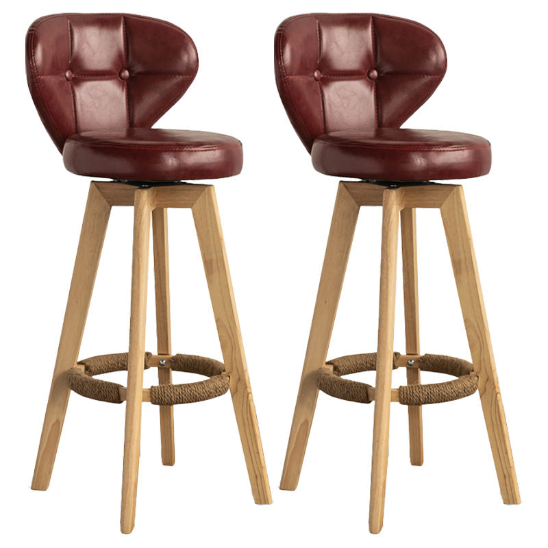 Scandinavia Style Bar-stool Wooden Legs Round Seat for Restaurant Bar Crimson Natural 2 Piece Set Clearhalo 'Bar Furniture' 'Bar Stools' 'bar_stools' 'furn' 'furn_bar_stools' 'furniture_bar_stools' 'Kitchen & Dining Furniture' 'kitchen&dining_furn' 'kitchen' 'kitchen_furn' Furniture' 4576264
