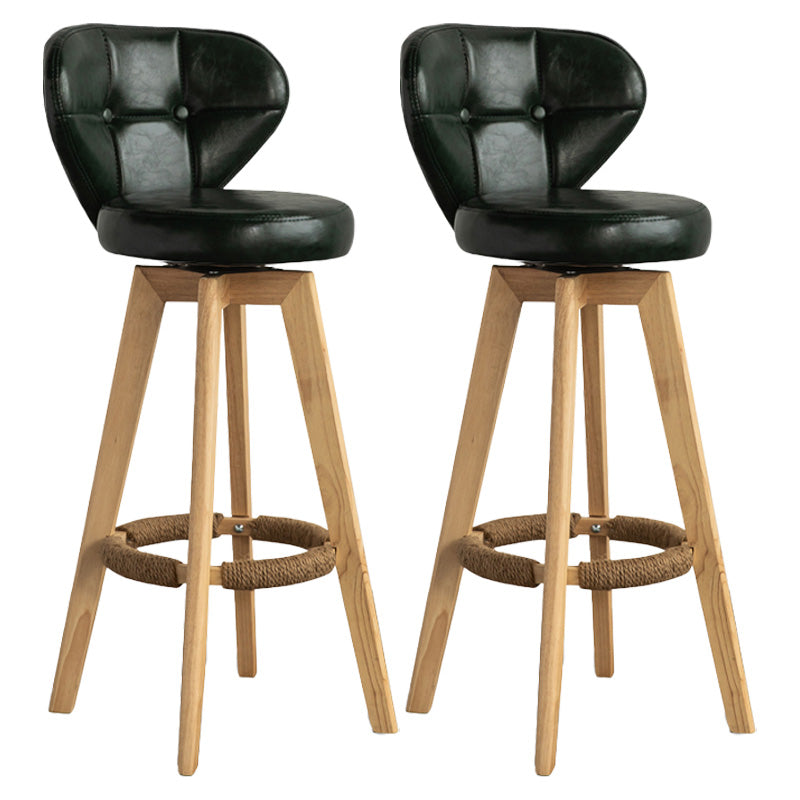 Scandinavia Style Bar-stool Wooden Legs Round Seat for Restaurant Bar Blackish Green Natural 2 Piece Set Clearhalo 'Bar Furniture' 'Bar Stools' 'bar_stools' 'furn' 'furn_bar_stools' 'furniture_bar_stools' 'Kitchen & Dining Furniture' 'kitchen&dining_furn' 'kitchen' 'kitchen_furn' Furniture' 4576265