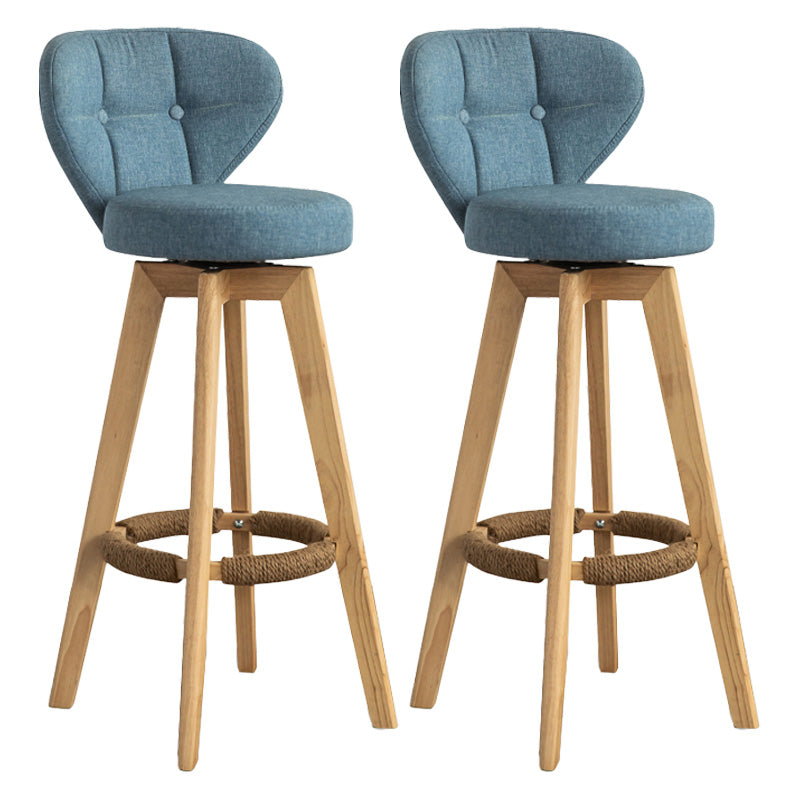 Scandinavia Style Bar-stool Wooden Legs Round Seat for Restaurant Bar Blue Natural 2 Piece Set Clearhalo 'Bar Furniture' 'Bar Stools' 'bar_stools' 'furn' 'furn_bar_stools' 'furniture_bar_stools' 'Kitchen & Dining Furniture' 'kitchen&dining_furn' 'kitchen' 'kitchen_furn' Furniture' 4576266