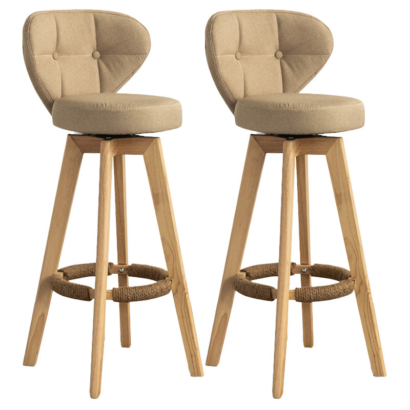 Scandinavia Style Bar-stool Wooden Legs Round Seat for Restaurant Bar Khaki Natural 2 Piece Set Clearhalo 'Bar Furniture' 'Bar Stools' 'bar_stools' 'furn' 'furn_bar_stools' 'furniture_bar_stools' 'Kitchen & Dining Furniture' 'kitchen&dining_furn' 'kitchen' 'kitchen_furn' Furniture' 4576267
