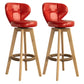 Scandinavia Style Bar-stool Wooden Legs Round Seat for Restaurant Bar Red Natural 2 Piece Set Clearhalo 'Bar Furniture' 'Bar Stools' 'bar_stools' 'furn' 'furn_bar_stools' 'furniture_bar_stools' 'Kitchen & Dining Furniture' 'kitchen&dining_furn' 'kitchen' 'kitchen_furn' Furniture' 4576268