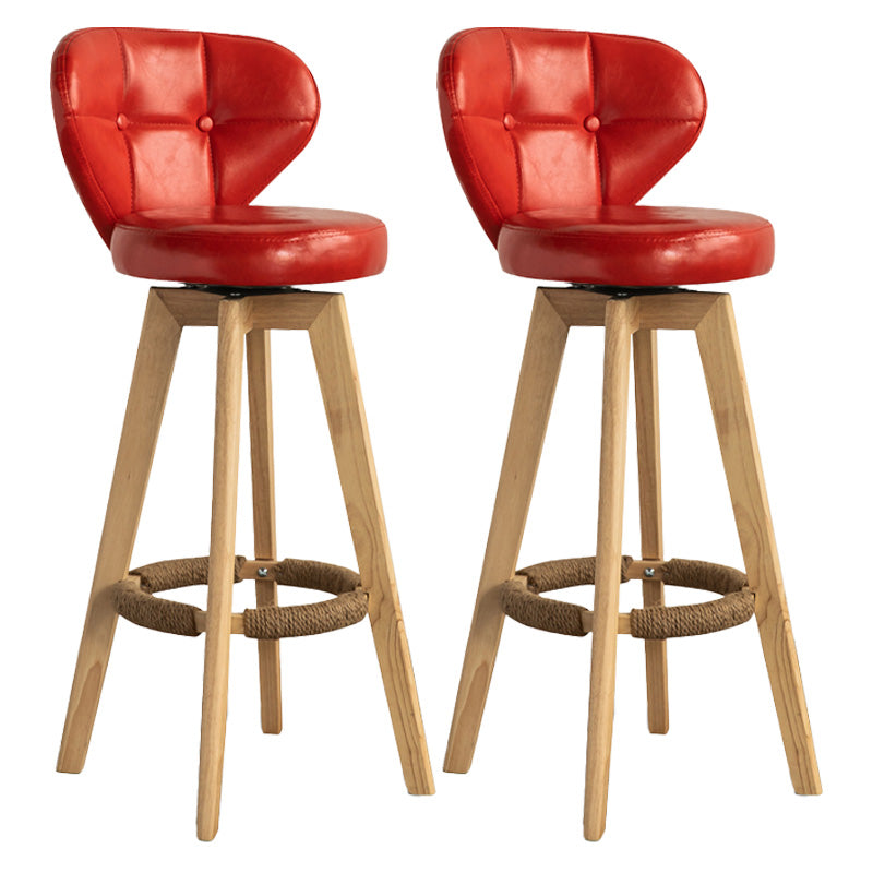 Scandinavia Style Bar-stool Wooden Legs Round Seat for Restaurant Bar Red Natural 2 Piece Set Clearhalo 'Bar Furniture' 'Bar Stools' 'bar_stools' 'furn' 'furn_bar_stools' 'furniture_bar_stools' 'Kitchen & Dining Furniture' 'kitchen&dining_furn' 'kitchen' 'kitchen_furn' Furniture' 4576268