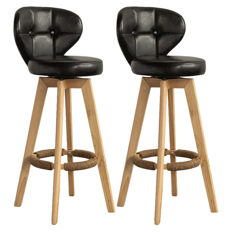 Scandinavia Style Bar-stool Wooden Legs Round Seat for Restaurant Bar Black Natural 2 Piece Set Clearhalo 'Bar Furniture' 'Bar Stools' 'bar_stools' 'furn' 'furn_bar_stools' 'furniture_bar_stools' 'Kitchen & Dining Furniture' 'kitchen&dining_furn' 'kitchen' 'kitchen_furn' Furniture' 4576269