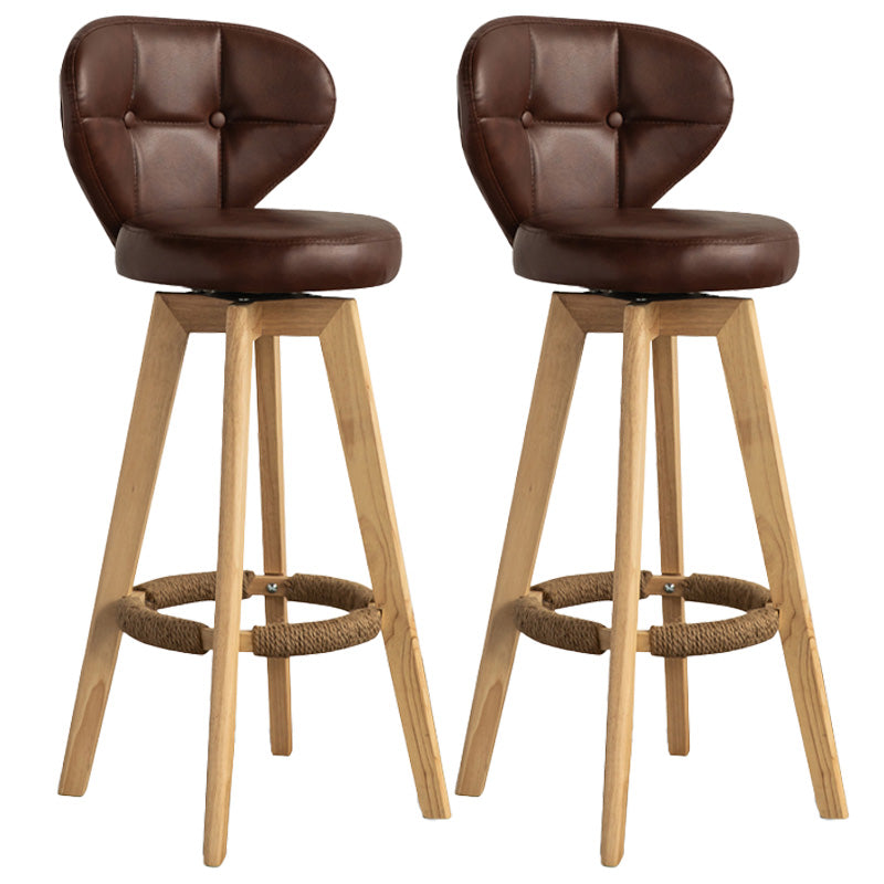 Scandinavia Style Bar-stool Wooden Legs Round Seat for Restaurant Bar Brown Natural 2 Piece Set Clearhalo 'Bar Furniture' 'Bar Stools' 'bar_stools' 'furn' 'furn_bar_stools' 'furniture_bar_stools' 'Kitchen & Dining Furniture' 'kitchen&dining_furn' 'kitchen' 'kitchen_furn' Furniture' 4576270